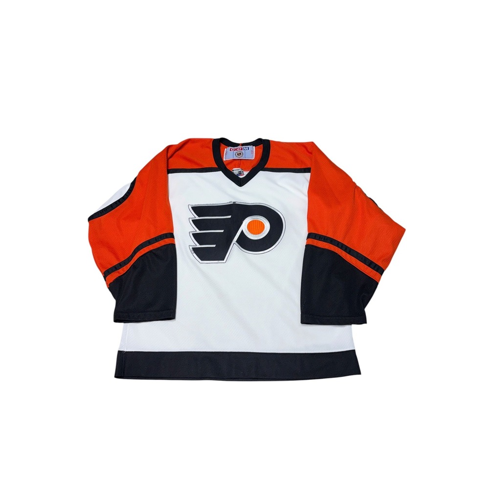 Vintage CCM Philadelphia Flyers NHL Jersey White Orange Black Mens Small Canada